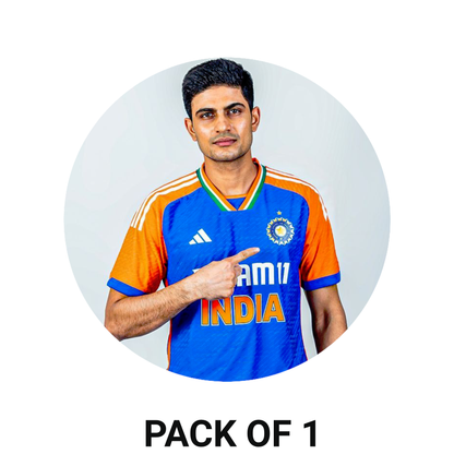 Smeeps Shubman Gill Sticker – 10.16 cm (4 Inch) Team India Jersey Vinyl Decal | Waterproof UV Resistant Round Cricket Fan Sticker