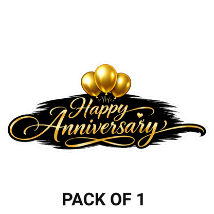 Smeeps Happy Anniversary Sticker – 10.16 × 4.32 cm (4 × 1.7 Inch) Premium Gold Anniversary Vinyl Sticker for Gift Boxes, Wedding Anniversary Decorations, Scrapbooks & DIY Crafts | Waterproof UV Resistant Die-Cut | Pack of 1