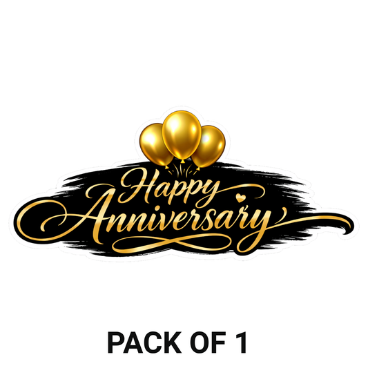 Smeeps Happy Anniversary Sticker – 10.16 × 4.32 cm (4 × 1.7 Inch) Premium Gold Anniversary Vinyl Sticker for Gift Boxes, Wedding Anniversary Decorations, Scrapbooks & DIY Crafts | Waterproof UV Resistant Die-Cut | Pack of 1