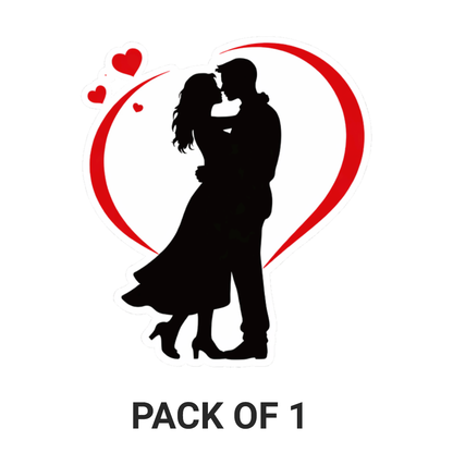 Smeeps Romantic Couple Hug Silhouette Sticker – 10.16 × 8.89 cm (4 × 3.5 Inch) Premium Vinyl Decal | Love Heart Embrace Design | Waterproof UV Resistant Wash Proof