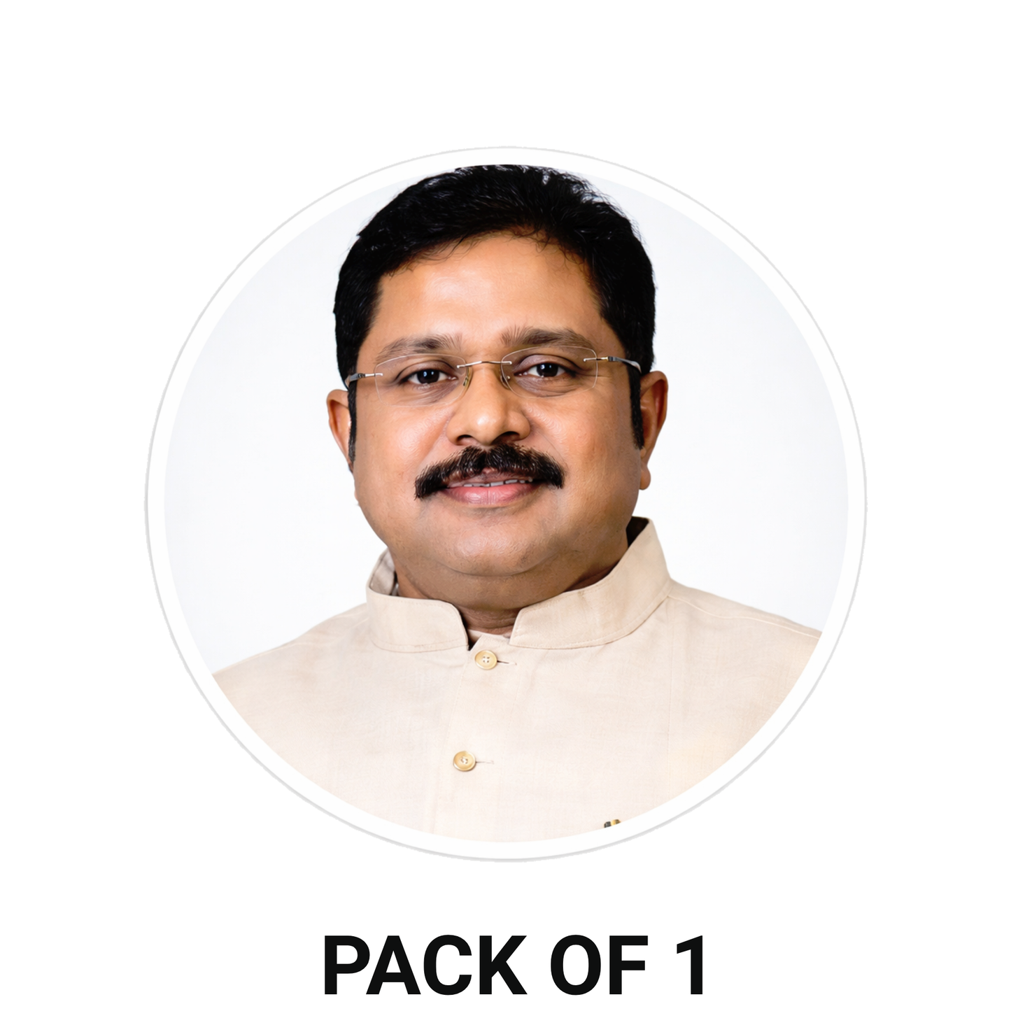 Smeeps TTV Dhinakaran Portrait Round Sticker – 10.16 cm (4 Inch) Car & Bike Vinyl Decal | Waterproof UV Resistant Political Sticker