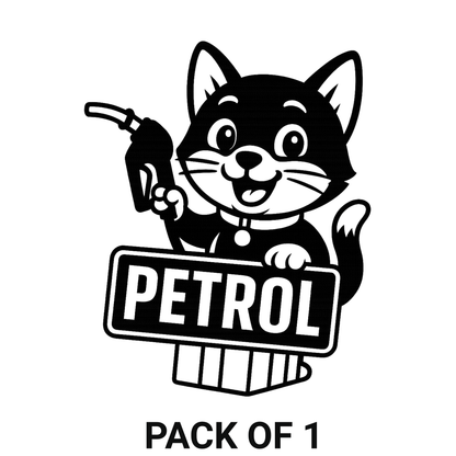 Smeeps Petrol Sticker – 10.16 x 8.13 cm Cute Cat Fuel Indicator Vinyl Decal for Car & Bike | Waterproof & UV-Resistant Petrol Label Sticker