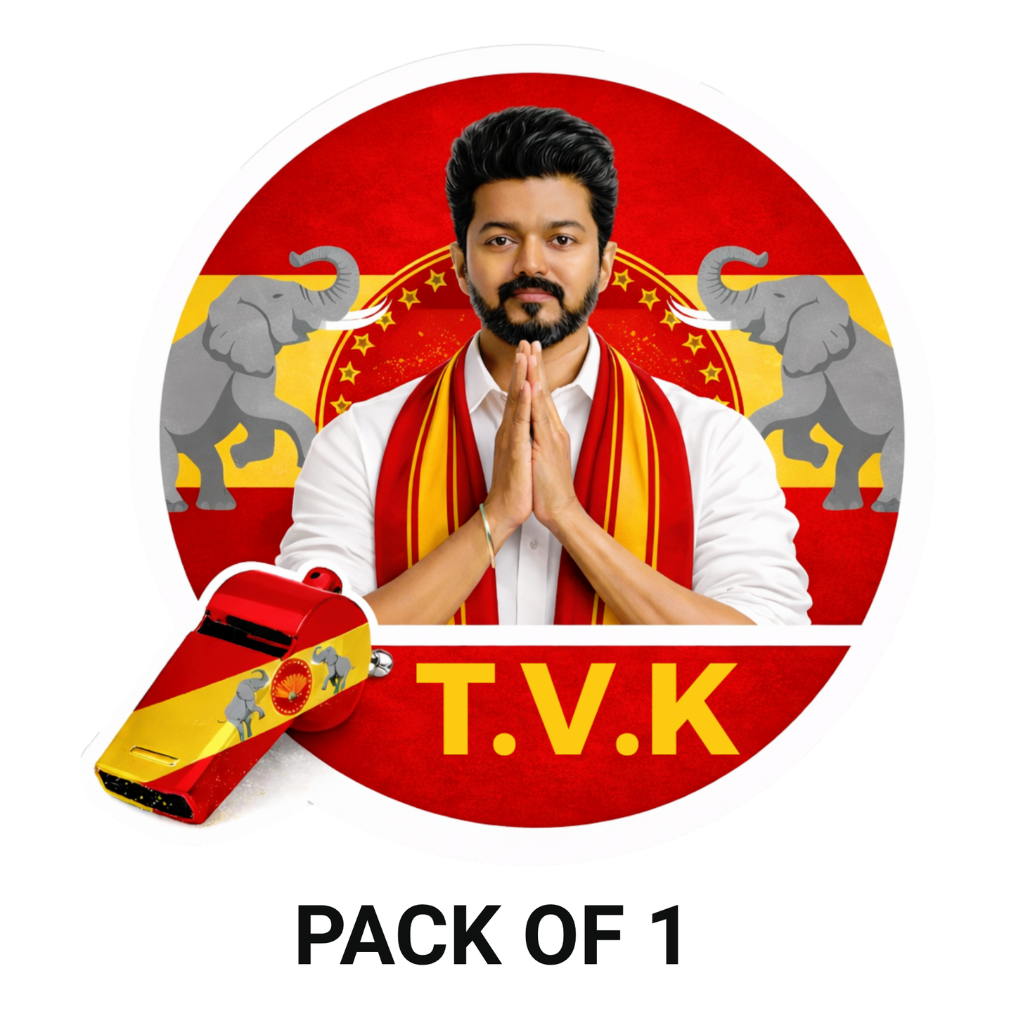 Smeeps Vijay TVK Circular Car Sticker – 10.42 × 10.42 cm (4.1 × 4.1 Inch) Premium Vinyl Decal | T.V.K Logo Design | Waterproof UV Resistant Wash Proof | Pack of 1