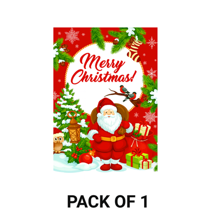 Smeeps Merry Christmas Wall Poster – Santa, Snow Tree & Festive Gift Design | Premium Holiday Decoration Print | 30.48 x 45.72 cm Christmas Wall Art