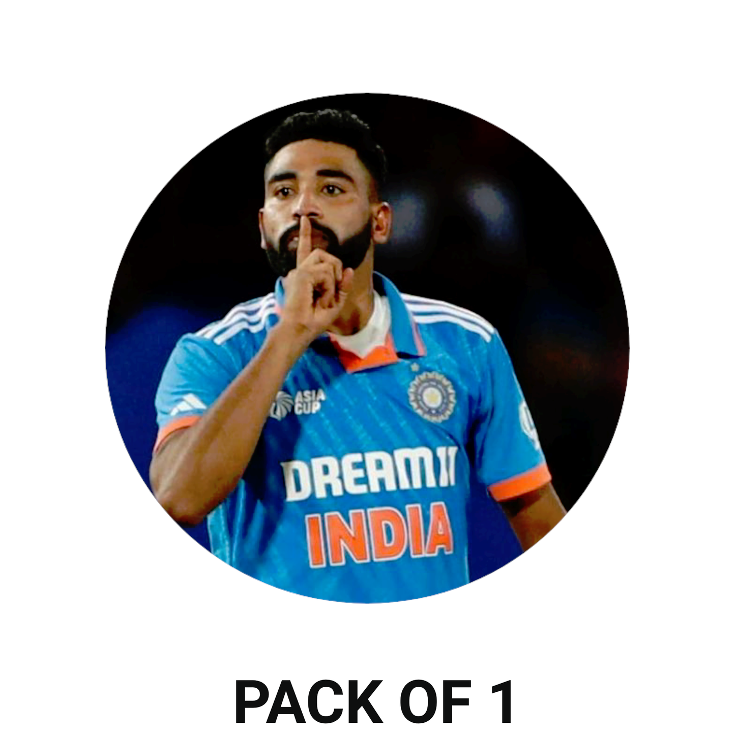 Smeeps Mohammed Siraj Sticker – 10.16 cm (4 Inch) India ODI Jersey Fan Vinyl Decal | Waterproof UV Resistant Round Sticker
