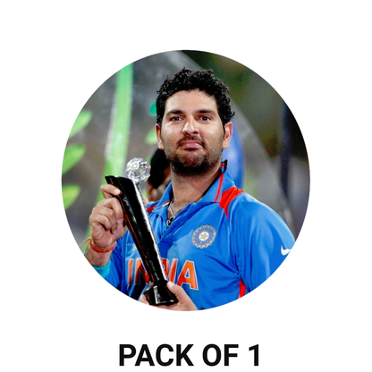 Smeeps Yuvraj Singh Sticker – 10.16 cm (4 Inch) India Cricket Legend Fan Vinyl Decal | Waterproof UV Resistant Round Sticker