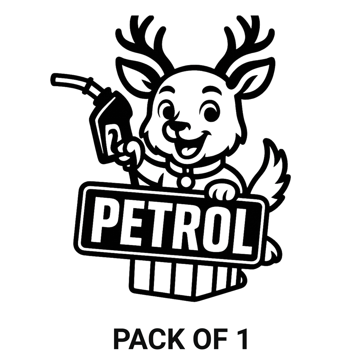 Smeeps Petrol Sticker – 10.16 x 8.39 cm Cute Deer Fuel Indicator Vinyl Decal for Car & Bike | Waterproof & UV-Resistant Petrol Label Sticker