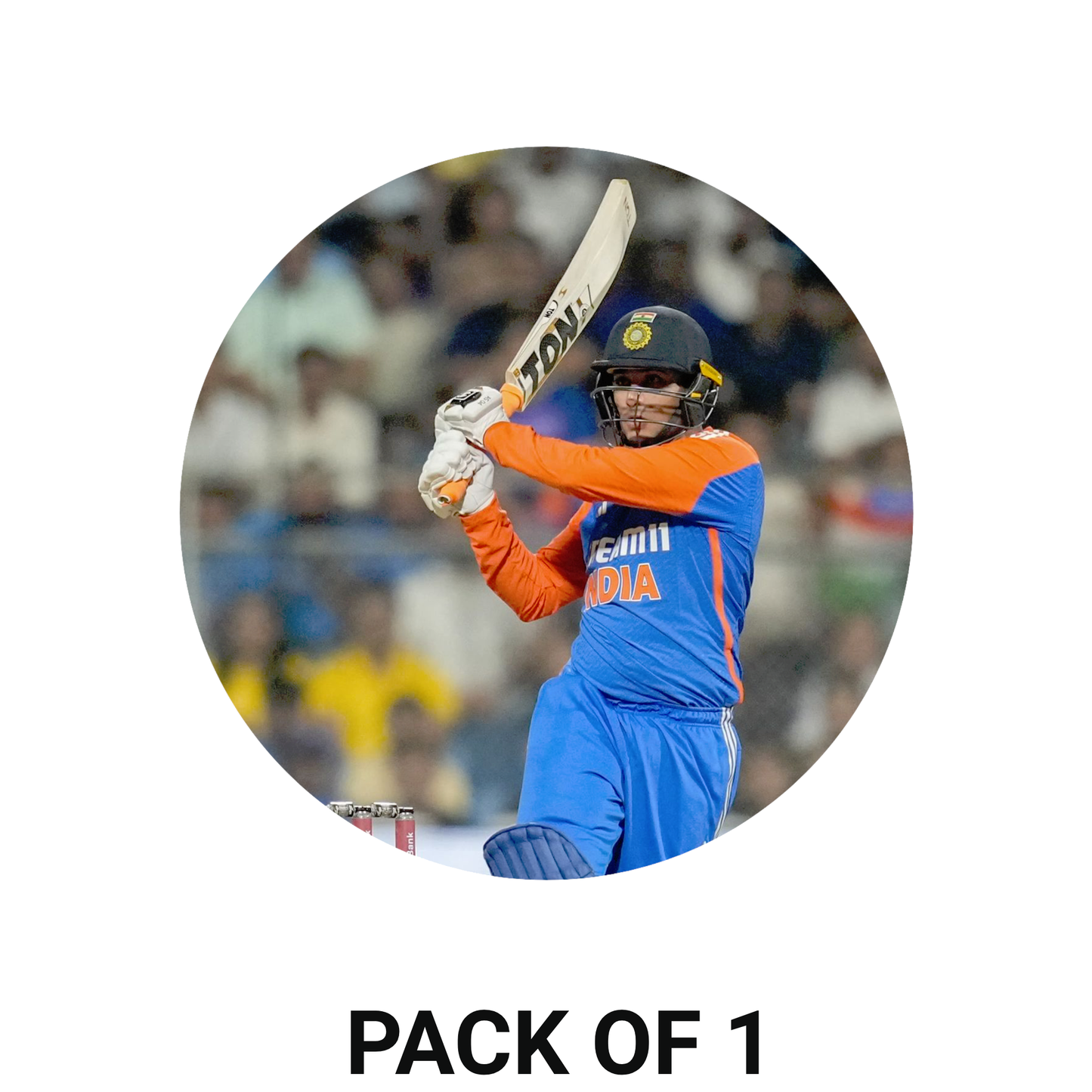 Smeeps Abhishek Sharma Sticker – 10.16 cm (4 Inch) India Cricket Fan Vinyl Decal | Waterproof UV Resistant Round Sticker