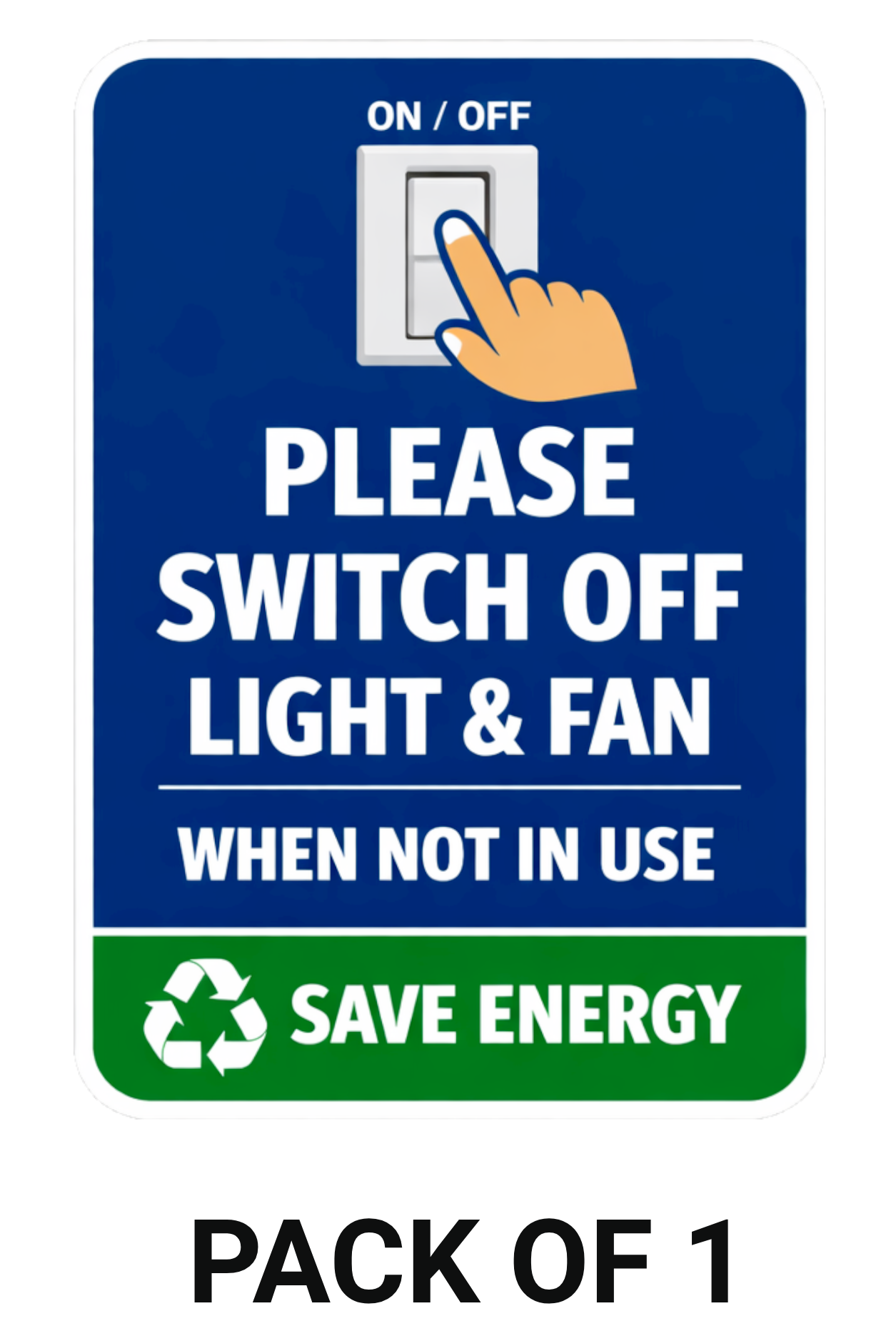 Smeeps Please Switch Off Light & Fan Sticker – 20.32 × 14 cm (8 × 5.5 Inch) Waterproof Vinyl Energy Saving Notice Sign | UV Resistant Washproof Office & Home Awareness Sticker | Pack of 1