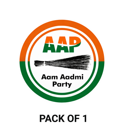 Smeeps AAP Logo Round Sticker – 10.16 cm / 4 Inch Car & Bike Vinyl Decal | Aam Aadmi Party Symbol | Waterproof & UV Resistant
