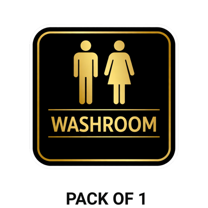 Smeeps Washroom Sign Sticker – 14.23 × 14.23 cm (5.6 × 5.6 Inch) Waterproof Vinyl Washroom Door Sticker | UV Resistant Wash Proof Restroom Sign for Office, Hotel, Shop, Cafe & Home | Pack of 1