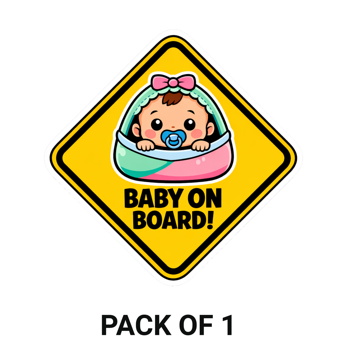 Smeeps Baby On Board Car Sticker – 13.97 × 13.97 cm (5.5 × 5.5 Inch) Waterproof Vinyl Safety Sticker for Cars | Cute Baby Warning Decal | UV Resistant | Pack of 1