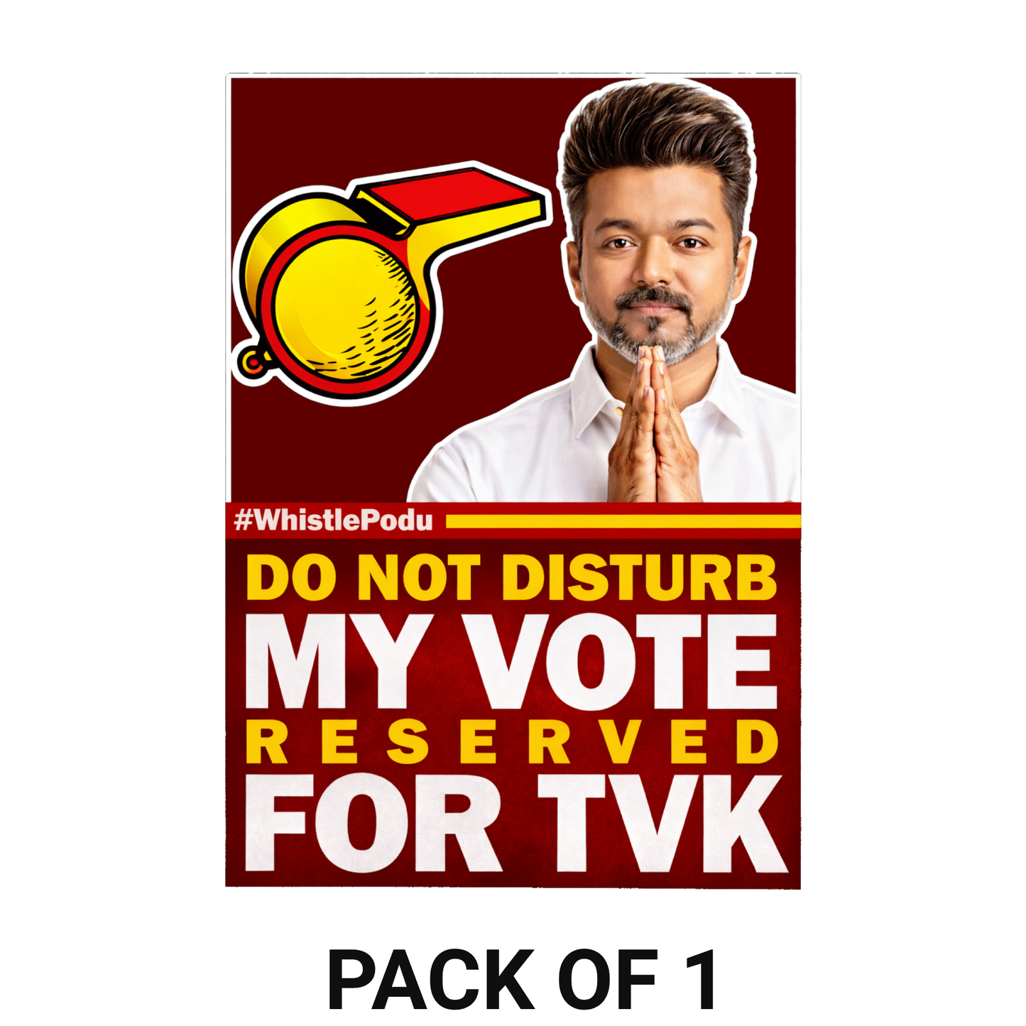 Smeeps TVK Vijay “Do Not Disturb – My Vote Reserved for TVK” Vertical Sticker – 14.23 × 10.16 cm (5.6 × 4 Inch) Premium Vinyl Car & Bike Decal | Waterproof UV Resistant Wash Proof | Pack of 1