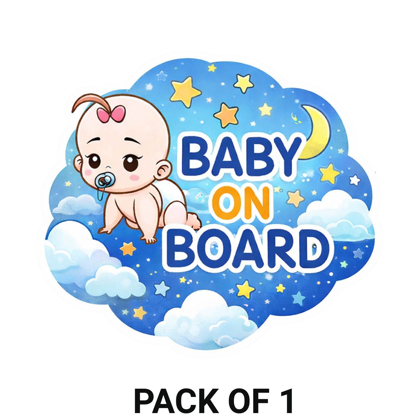 Smeeps Baby On Board Car Sticker – 14.23 × 14.23 cm (5.6 × 5.6 Inch) Cute Baby Cloud Design Blue Vinyl Safety Decal for Car | Waterproof UV Resistant