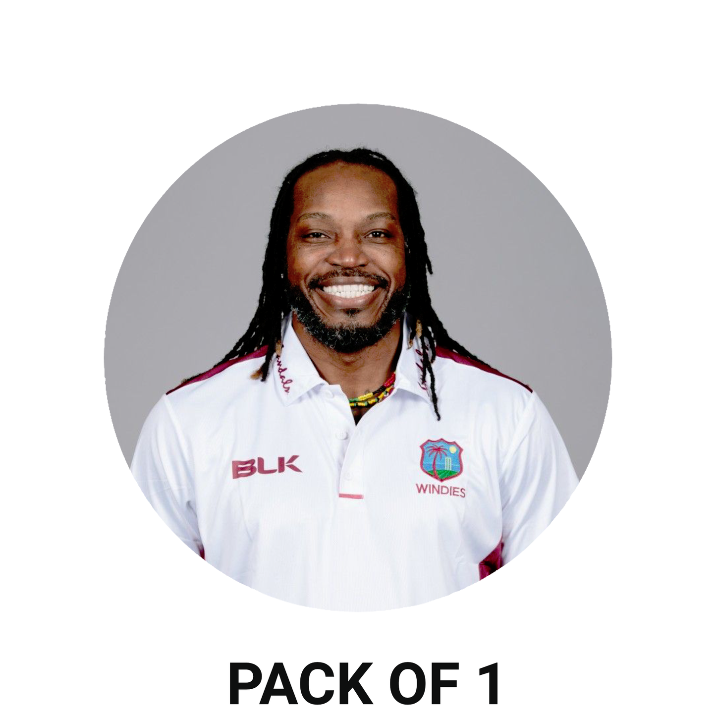 Smeeps Chris Gayle Sticker – 10.16 cm (4 Inch) West Indies Legend Fan Vinyl Decal | Waterproof UV Resistant Round Sticker