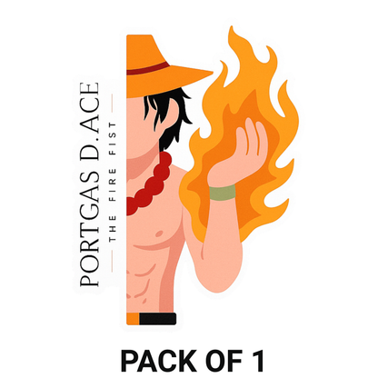 Smeeps Portgas D. Ace Fire Fist Sticker – 10.16 x 7.62 cm Anime Car & Bike Decal | One Piece Inspired Waterproof Vinyl