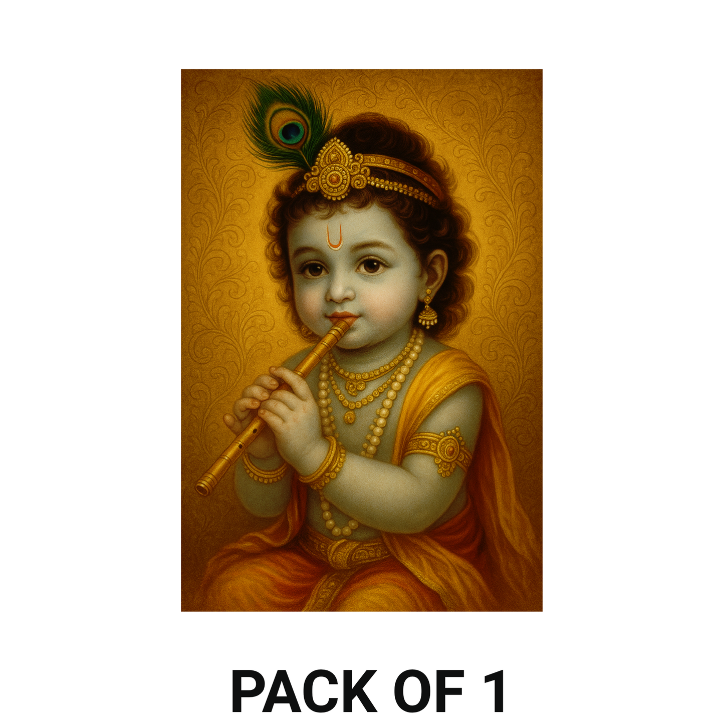 Smeeps Bal Krishna Wall Poster – Divine Laddu Gopal Playing Flute Artwork | 30.48 x 45.72 cm Spiritual Home & Pooja Room Décor