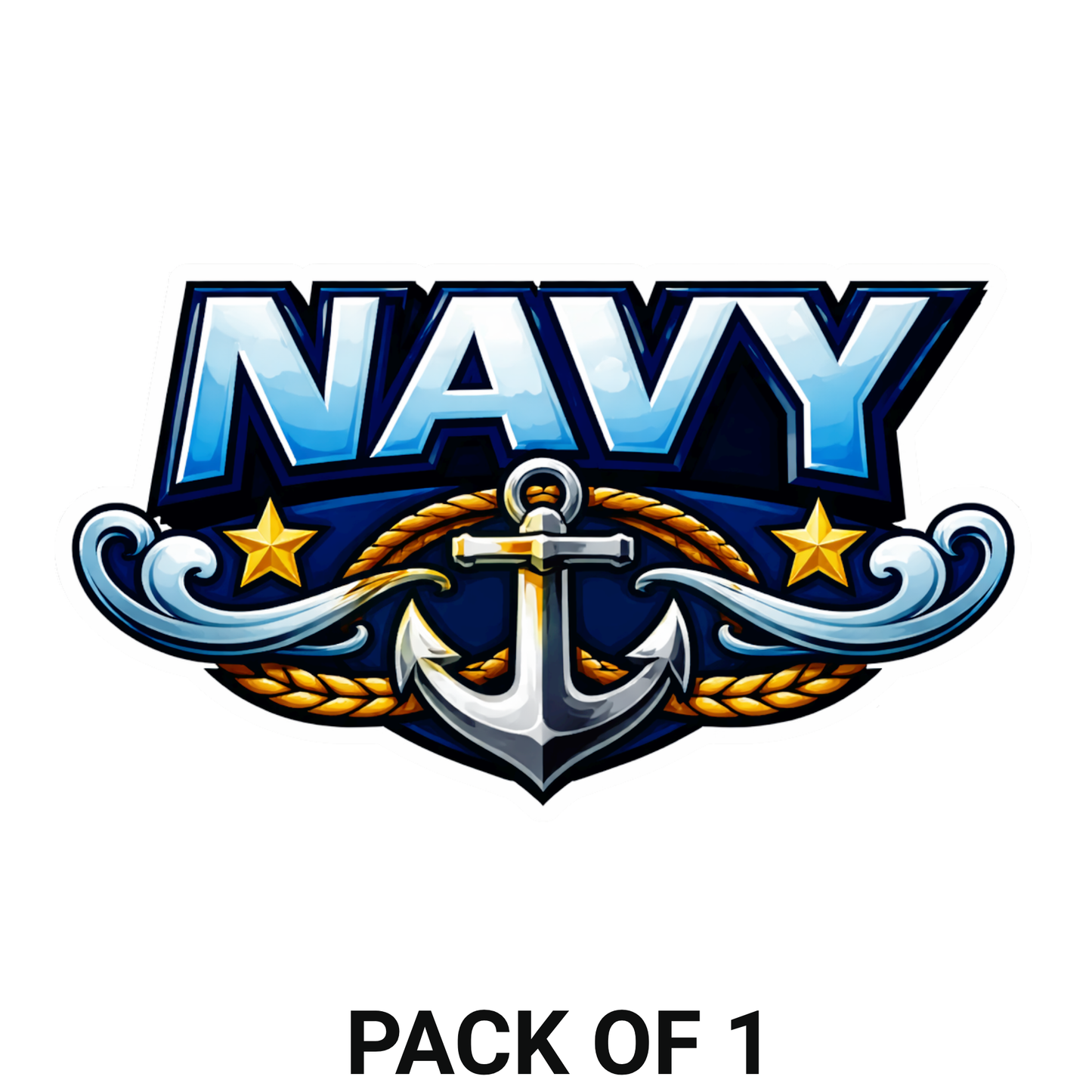 Smeeps Navy Anchor Sticker – 10.16 × 5.84 cm (4 × 2.3 Inch) Waterproof Vinyl Decal for Car, Bike, Door & Wall | UV Resistant Military Style Nautical Sticker