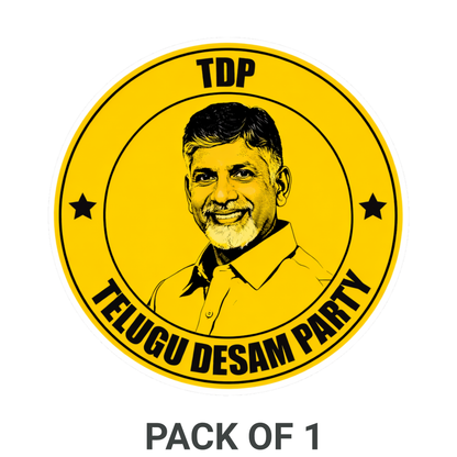 Smeeps TDP Telugu Desam Party Leader Round Vinyl Sticker – 10.16 × 10.16 cm (4 × 4 Inch) Political Car Bike Laptop Sticker | Waterproof UV Resistant Wash Proof | Pack of 1