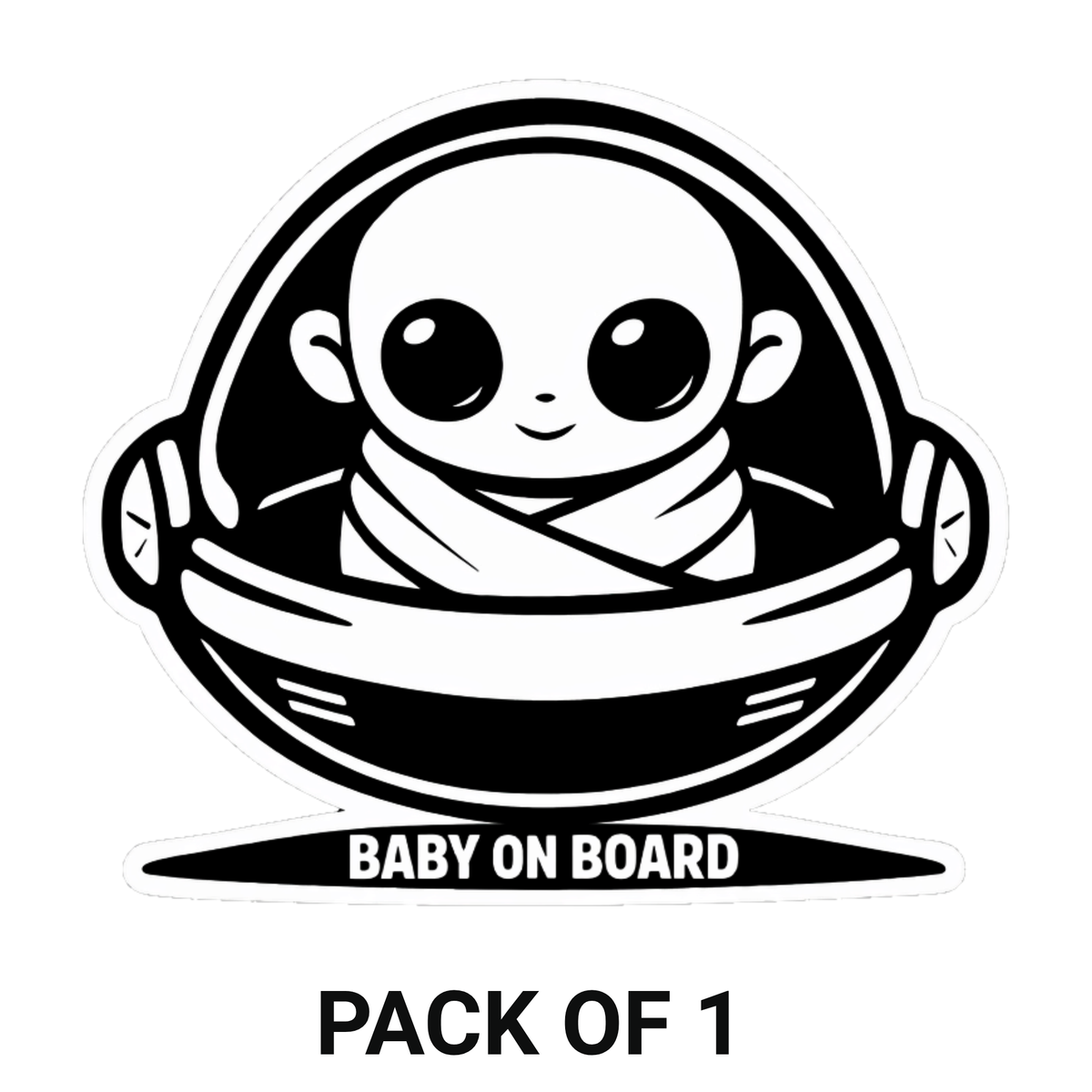 Smeeps Baby On Board Car Sticker – 13.97 × 13.97 cm (5.5 × 5.5 Inch) Waterproof Vinyl Safety Sticker for Cars | Cute Black & White Baby Warning Decal | UV Resistant | Pack of 1