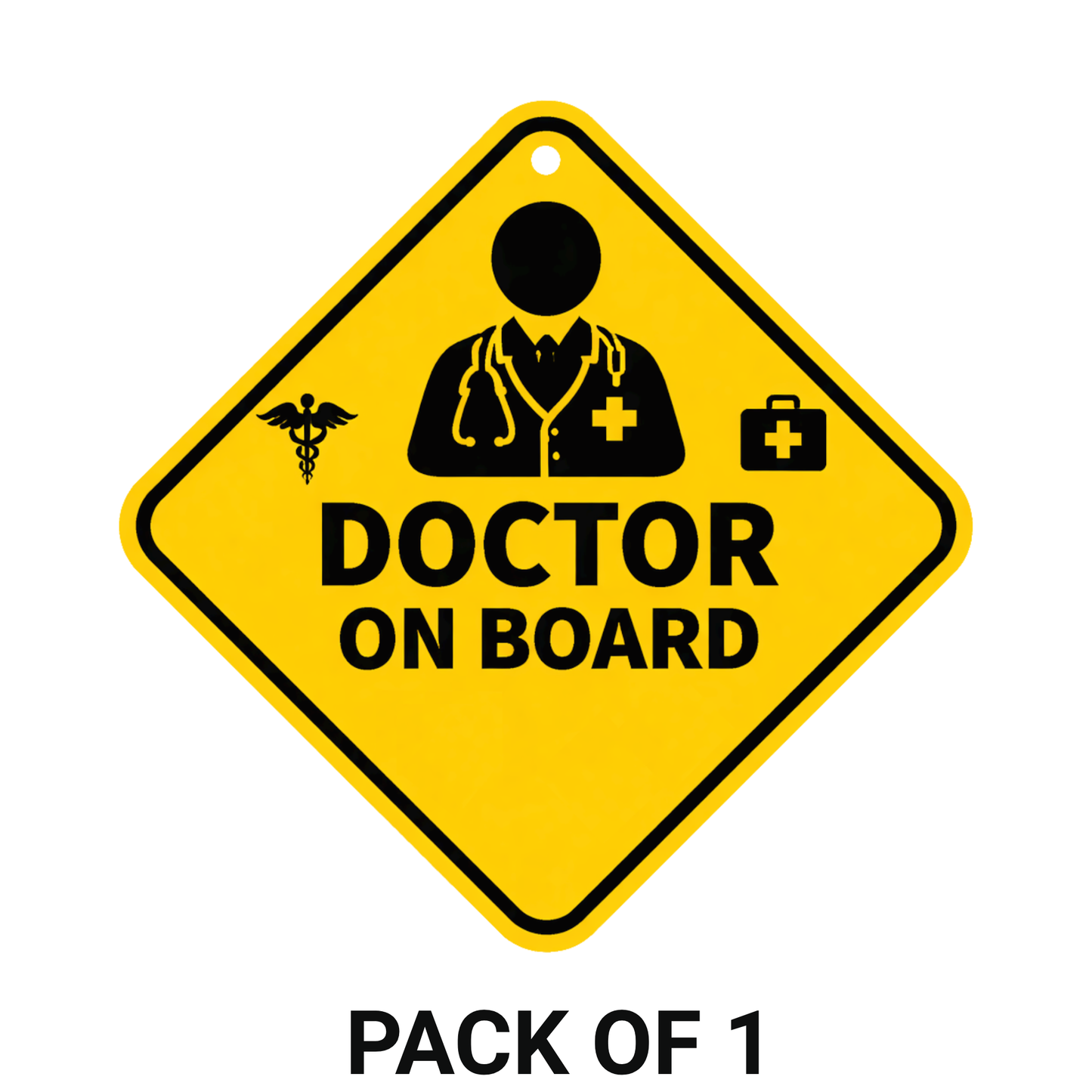 Smeeps Doctor On Board Hanging Sign – 20.32 × 20.32 cm (8 × 8 Inch) Waterproof UV Resistant Car Hanging Board with Suction Cup | Premium Medical Safety Vehicle Sign Pack of 1