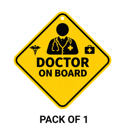 Smeeps Doctor On Board Hanging Sign – 20.32 × 20.32 cm (8 × 8 Inch) Waterproof UV Resistant Car Hanging Board with Suction Cup | Premium Medical Safety Vehicle Sign Pack of 1