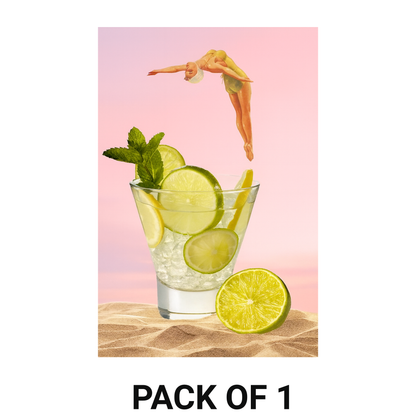 Smeeps Summer Refresh Wall Poster – Artistic Lime Drink & Diver Concept Art | Modern Aesthetic Room Décor | 30.48 x 45.72 cm Premium Wall Print