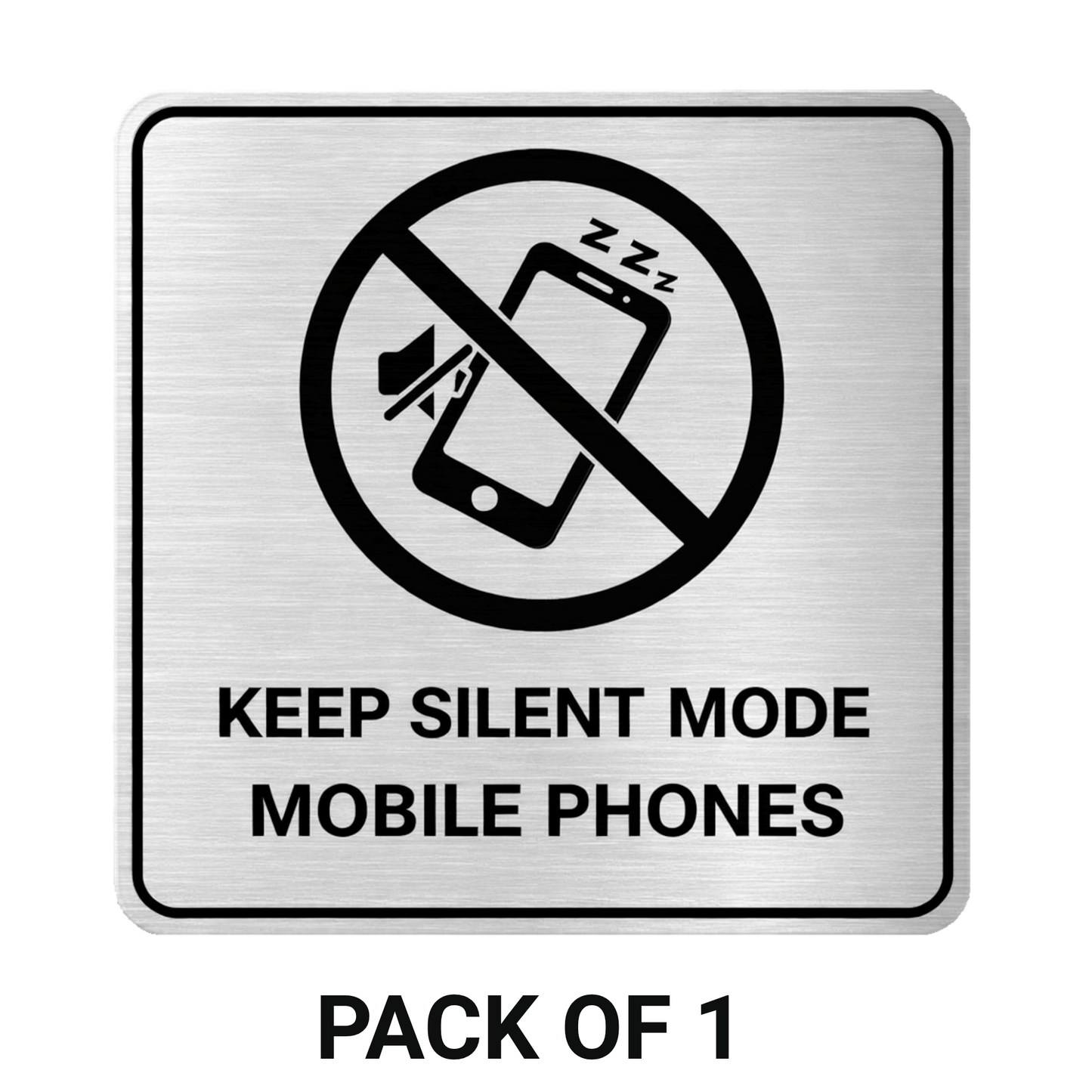 Smeeps Keep Silent Mode Mobile Phones Sticker – 12.7 × 12.7 cm  No Mobile Sound Instruction Vinyl Sign, Waterproof UV Resistant Wash Proof Pack of 1
