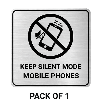 Smeeps Keep Silent Mode Mobile Phones Sticker – 12.7 × 12.7 cm  No Mobile Sound Instruction Vinyl Sign, Waterproof UV Resistant Wash Proof Pack of 1