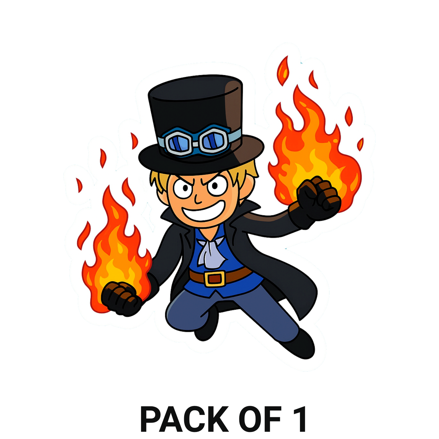 Smeeps Sabo Fire Punch Sticker – 10.16 x 9.66 cm Bike & Car Vinyl Decal | Anime Flame Attack Design | Waterproof & UV-Proof