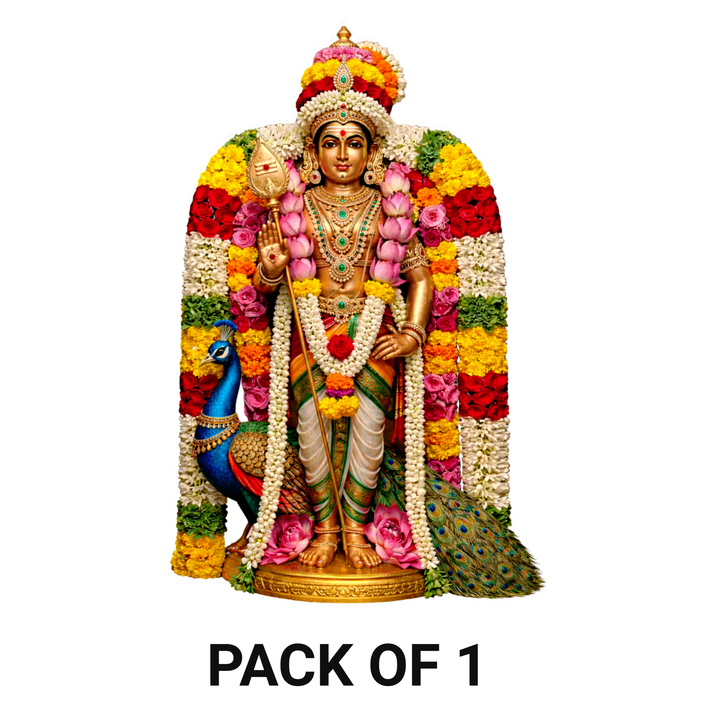 Smeeps Lord Murugan Standing Idol Sticker – 11.43 × 7.62 cm (4.5 × 3 Inch) Hindu Religious Vinyl Decal for Car, Bike, Door & Wall | Waterproof UV Resistant Devotional Sticker