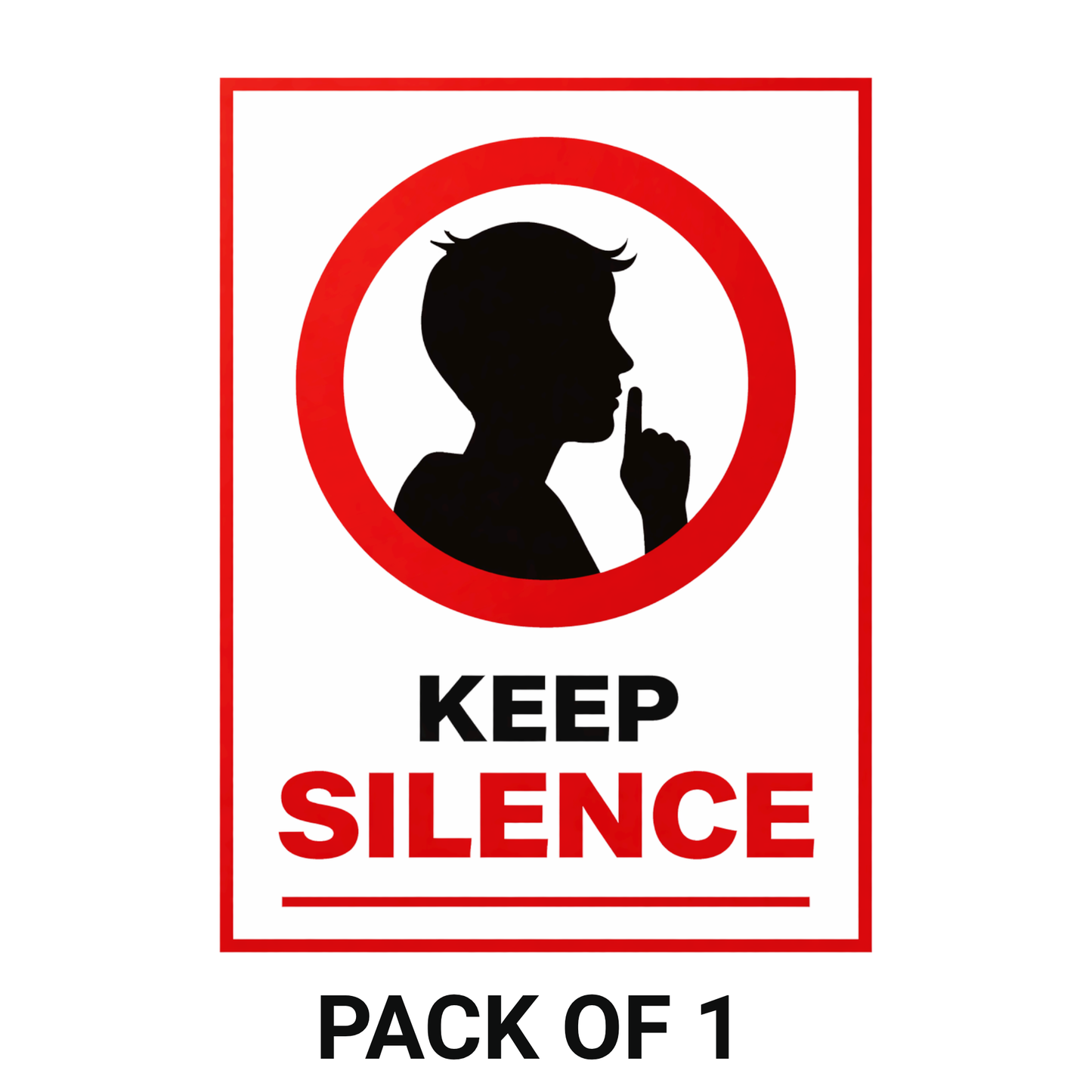 Smeeps Keep Silence Instruction Sticker – 15.24 × 11.18 cm (6 × 4.4 Inch) Quiet Zone Warning Vinyl Sign | Waterproof UV Resistant Wash Proof Durable