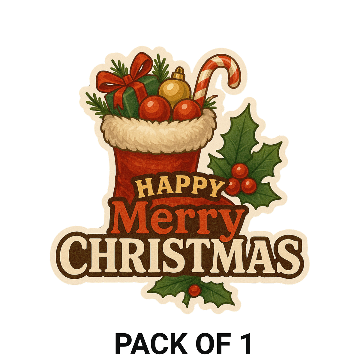 Smeeps Merry Christmas Sticker – Holiday Gift Box Decoration | 10.16 x 8.89 cm Premium Vinyl Decal | Waterproof & Durable Festive Design