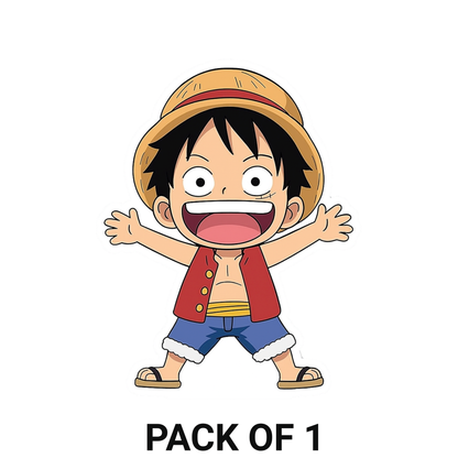 Smeeps Child Luffy Sticker – 10.16 x 7.88 cm Cute One Piece Car & Bike Vinyl Decal | Waterproof & UV-Proof Anime Sticker