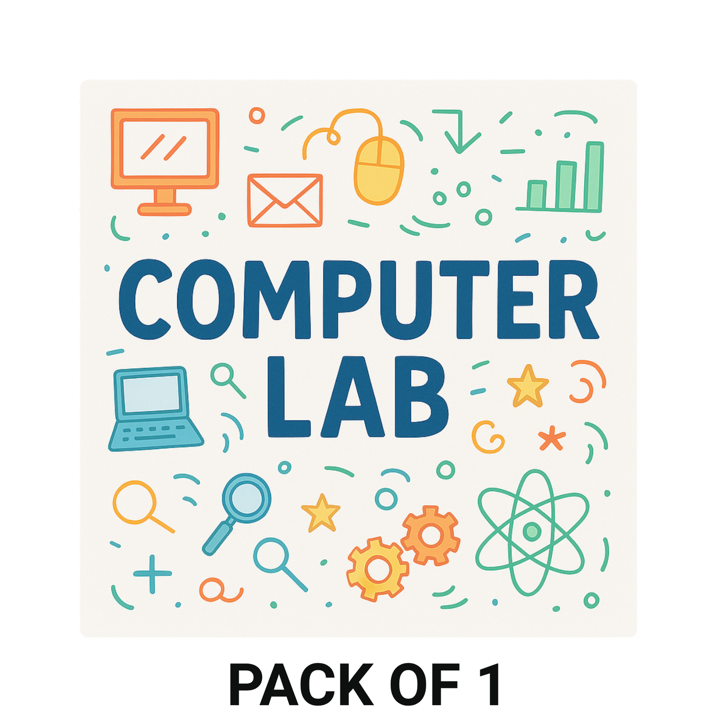 Smeeps Computer Lab Sticker – 10.16 x 10.16 cm Coding & Technology Theme | Colorful Classroom Label | Waterproof & UV-Resistant Vinyl