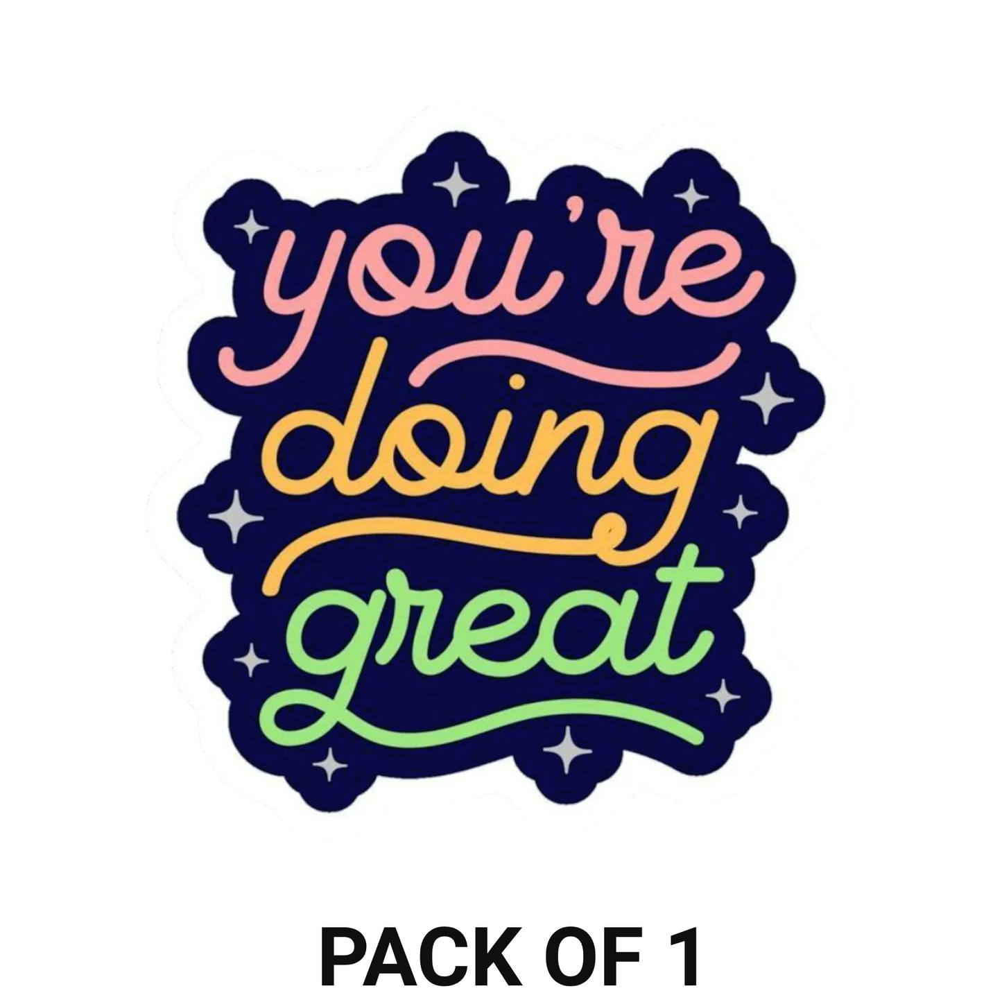 Smeeps “You’re Doing Great” Sticker – 9.66 x 10.16 cm Positive Encouragement Vinyl Decal | Colorful Hand-Lettered Design | Waterproof & UV-Resistant Car, Bike & Laptop Sticker
