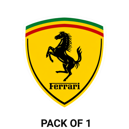 Smeeps Ferrari Shield Vinyl Sticker – 11.43 × 10.16 cm (4.5 × 4 Inch) Waterproof Sports Car Logo Decal | Premium UV Resistant Sticker for Car, Bike, Laptop & Helmet | Pack of 1