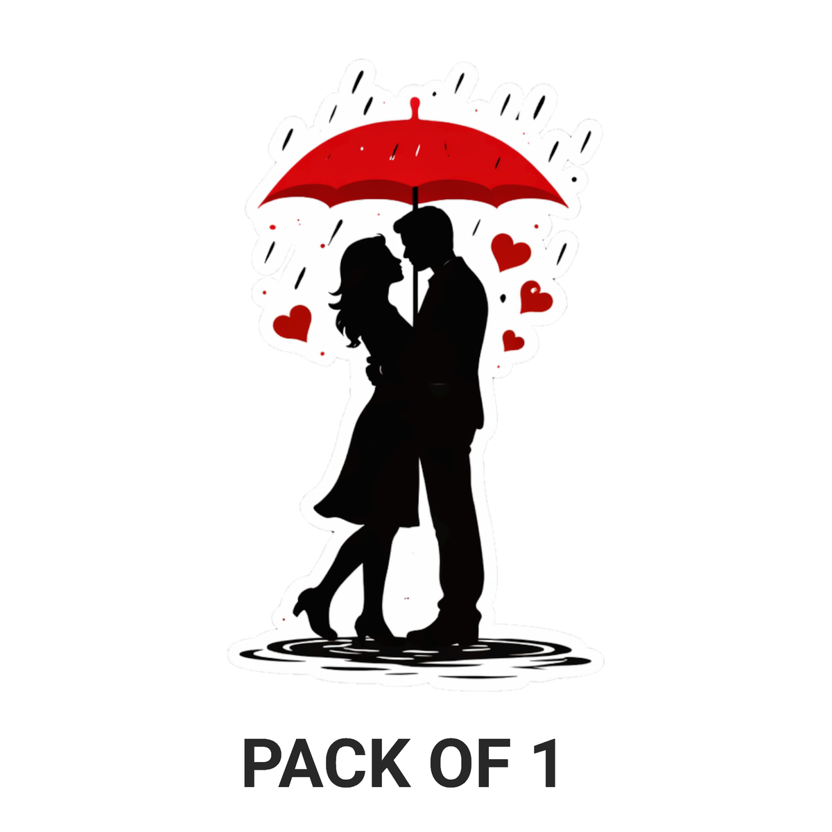Smeeps Romantic Gradient Couple Under Umbrella Sticker – 10.16 × 6.35 cm (4 × 2.5 Inch) Premium Vinyl Decal | Love in Rain Silhouette Design | Waterproof UV Resistant Wash Proof | Pack of 1