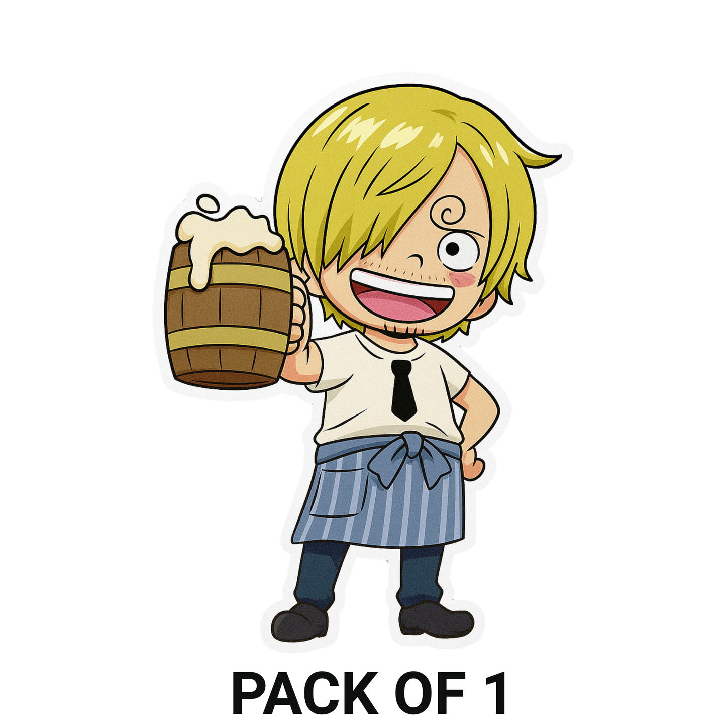 Smeeps Sanji Chibi Sticker – 10.42 x 7.62 cm Car & Bike Vinyl Decal | Cute Anime Chef Design | Waterproof & Durable