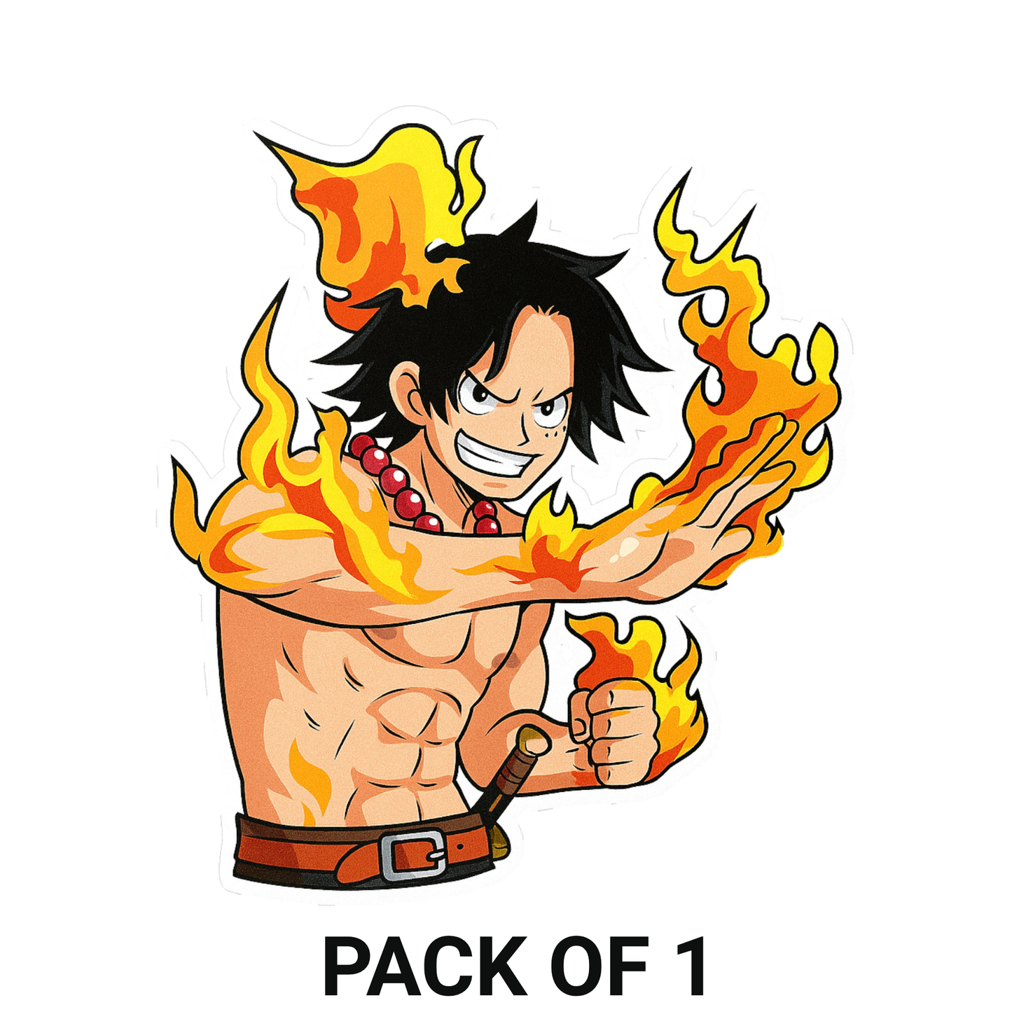 Smeeps Ace Fire Fist Anime Sticker – 8.89 x 10.16 cm Car & Bike Vinyl Decal | One Piece Inspired Waterproof Flame Design