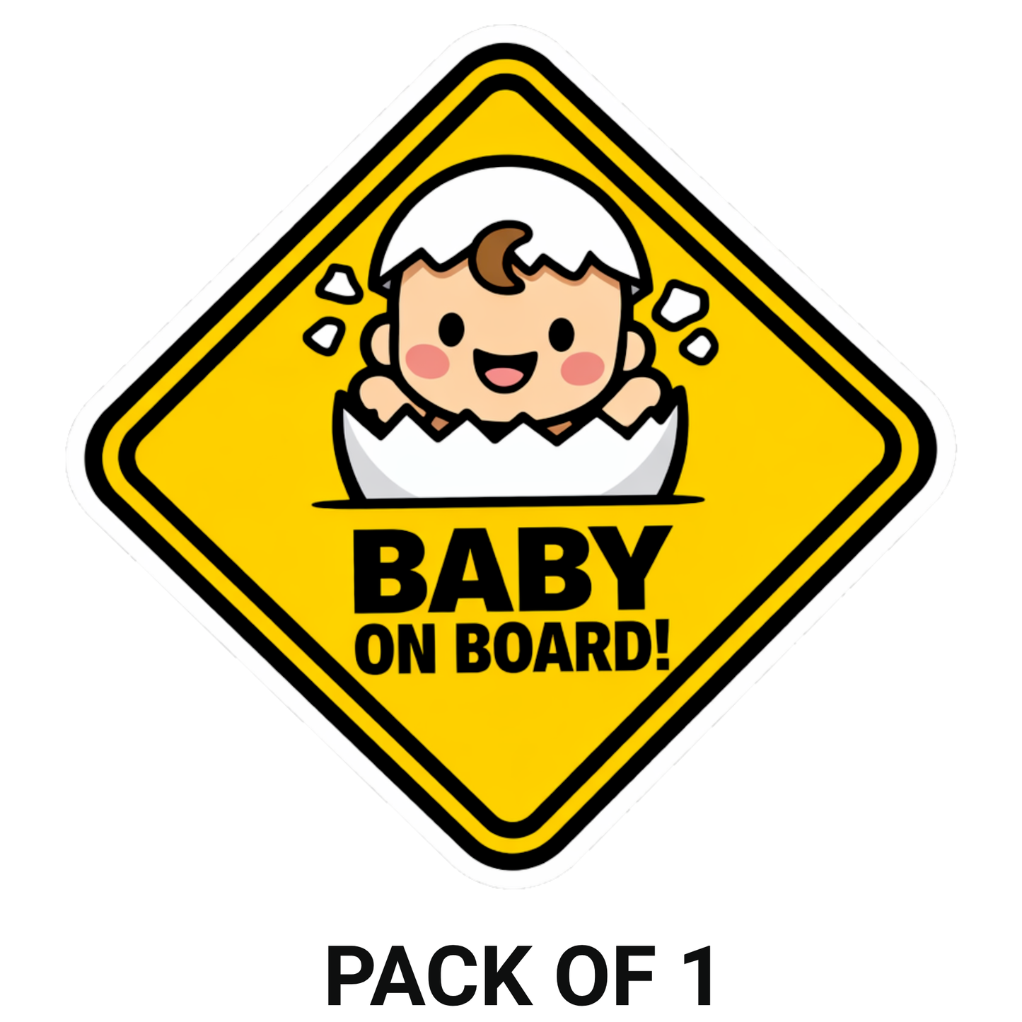 Smeeps Baby On Board Car Sticker – 12.96 × 12.7 cm (5.1 × 5 Inch) Waterproof Vinyl Safety Sticker for Cars | Cute Baby Egg Warning Decal | UV Resistant | Pack of 1