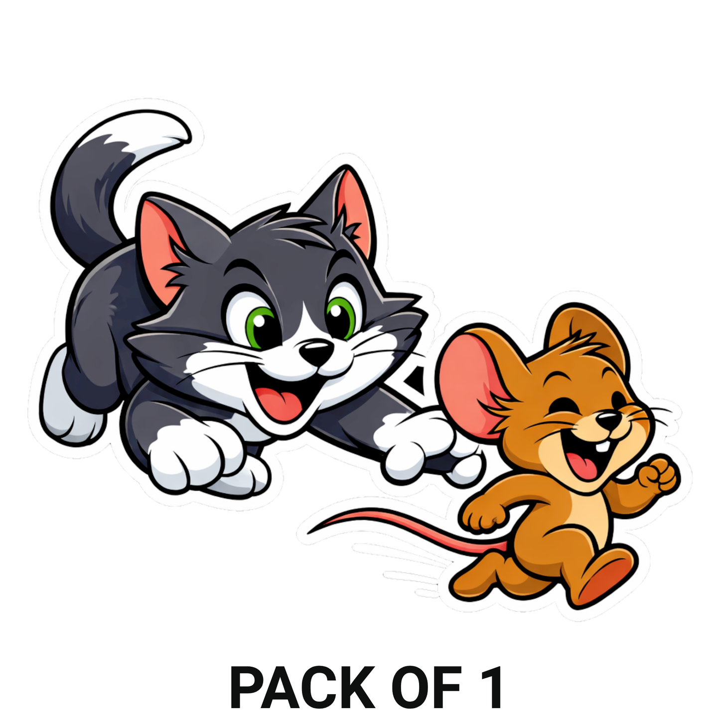 Smeeps Tom and Jerry Cartoon Sticker – 10.16 × 7.88 cm (4 × 3.1 Inch) Waterproof Vinyl Car & Laptop Sticker | Cute Cartoon Decal | UV Resistant | Pack of 1