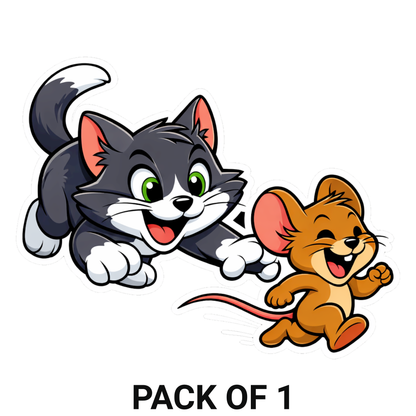 Smeeps Tom and Jerry Cartoon Sticker – 10.16 × 7.88 cm (4 × 3.1 Inch) Waterproof Vinyl Car & Laptop Sticker | Cute Cartoon Decal | UV Resistant | Pack of 1