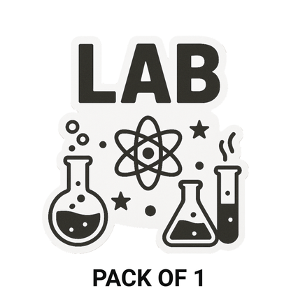 Smeeps Lab Science Sticker – 10.16 x 9.4 cm Chemistry & Biology Vinyl Decal | Beakers, Flasks & Atomic Design | Waterproof Classroom & Laptop Sticker