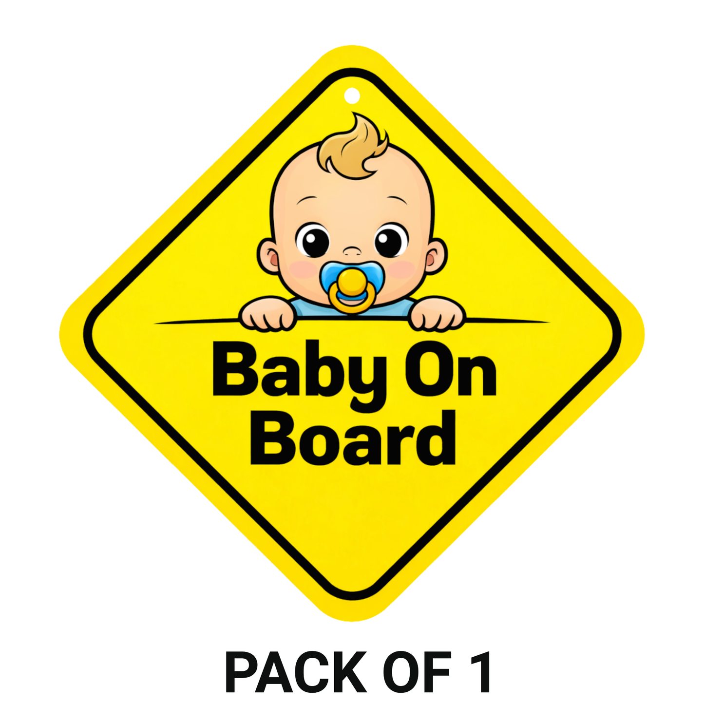 Smeeps Baby On Board Hanging Sign – 20.32 × 20.32 cm (8 × 8 Inch) Cute Baby Face Waterproof Car Hanging Board with Suction Cup | Infant Safety Vehicle Warning Sign
