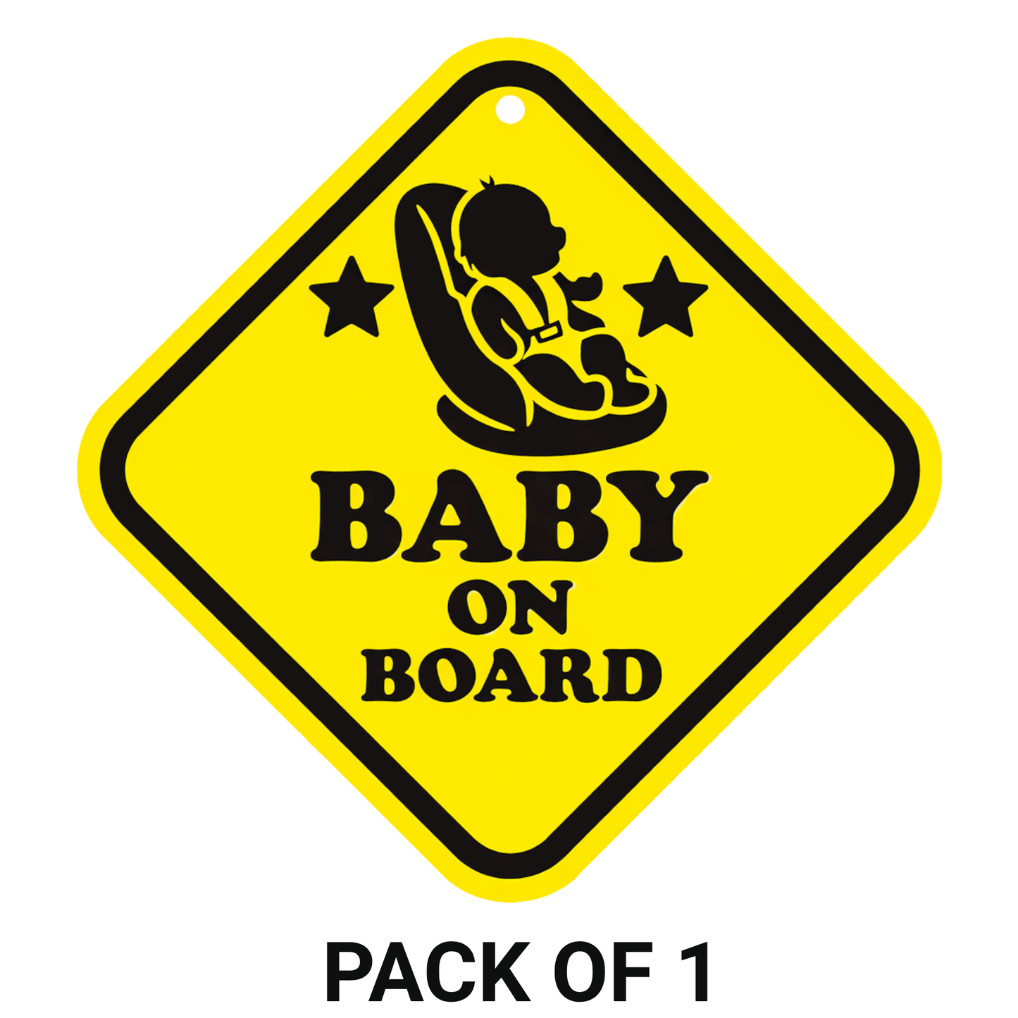 Smeeps Baby On Board Hanging Sign – 20.32 × 20.32 cm (8 × 8 Inch) Waterproof Baby Car Seat Safety Hanging Board with Suction Cup | Infant Safety Vehicle Warning Sign
