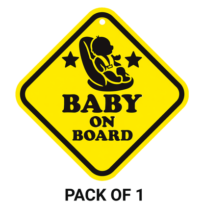Smeeps Baby On Board Hanging Sign – 20.32 × 20.32 cm (8 × 8 Inch) Waterproof Baby Car Seat Safety Hanging Board with Suction Cup | Infant Safety Vehicle Warning Sign