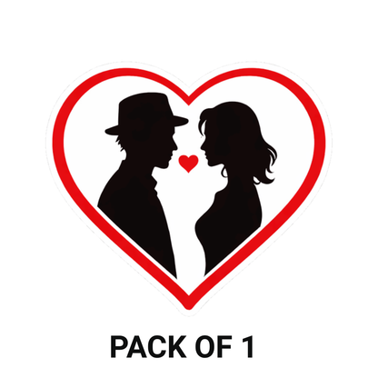 Smeeps Romantic Couple Heart Shape Sticker – 10.16 × 8.89 cm (4 × 3.5 Inch) Premium Vinyl Decal | Love Couple Silhouette Design | Waterproof UV Resistant Wash Proof | Pack of 1