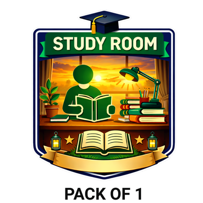 Smeeps Study Room Sticker – 12.7 × 12.7 cm (5 × 5 Inch) Premium Vinyl Decal | Creative Study Room Illustration Design | Waterproof UV Resistant Wash Proof | Pack of 1