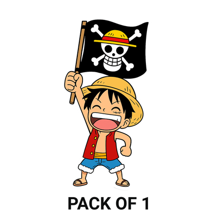 Smeeps Luffy Pirate Flag Sticker – 11.94 x 6.35 cm Car & Bike Decal | One Piece Anime Vinyl | Waterproof & UV Resistant